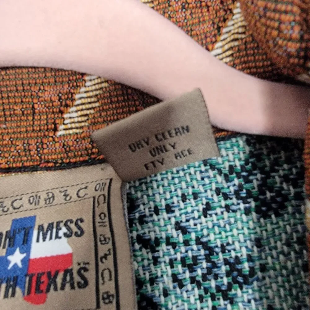 Vintage Don’t Mess With Texas  XL Tapestry Vest Western Star Patchwork Stars 90s